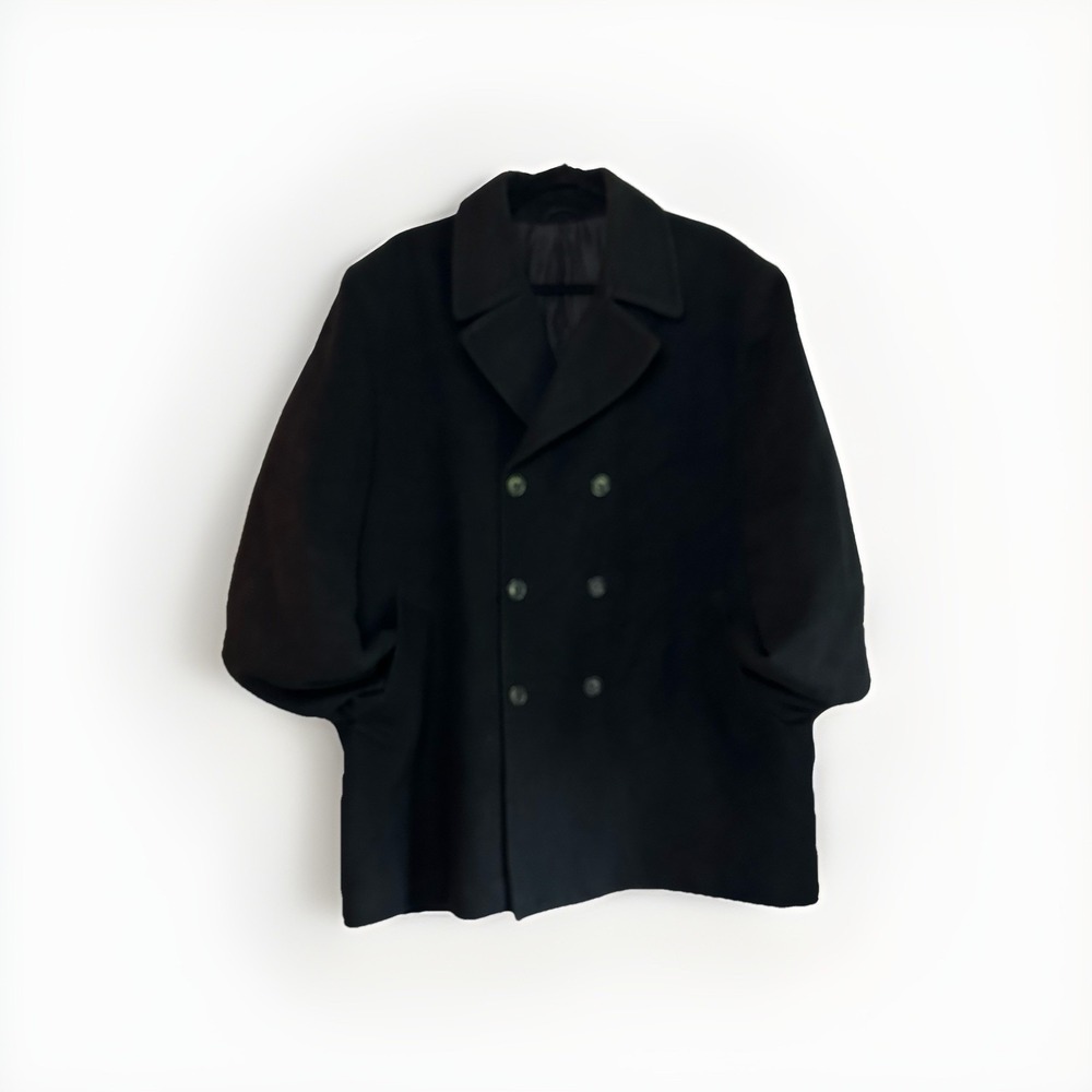 Lauren Ralph Lauren‎ Wool Blend Black Peacoat Jacket Men's 48R Double Breasted
